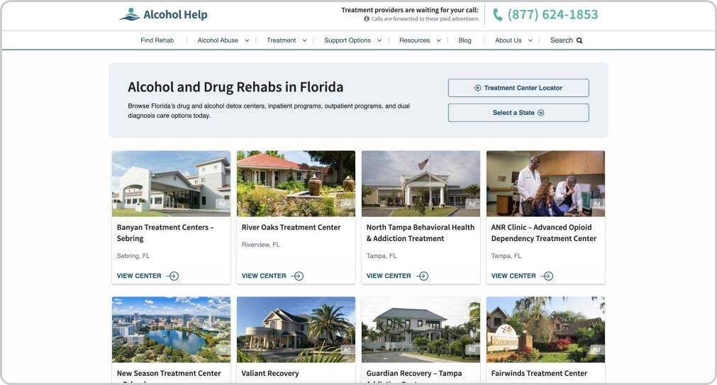 Alcohol Help website section